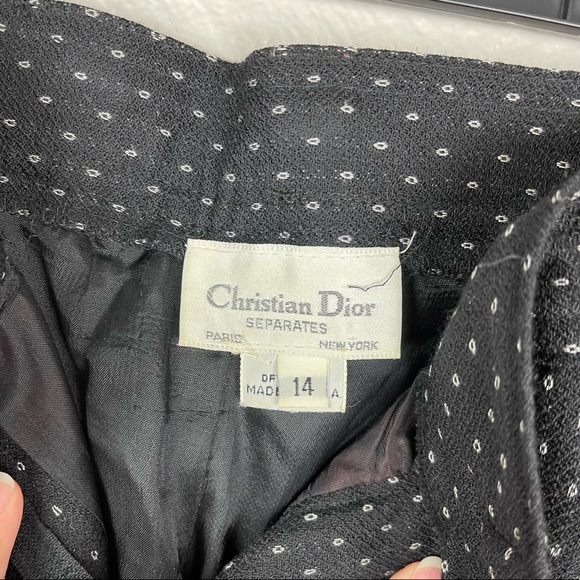 Vintage Christian Dior Tapered High Waist Dot Pattern Black Trouser 14 - Picture 5 of 12